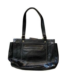 Etienne Aigner black pebbles leather double handles shoulder bag